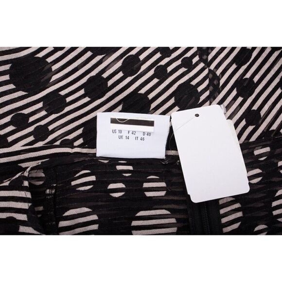 Akris Punto Womans Jacquard Dot Midi Dress Size 10 Black Polka Dot Organdy NWT - Picture 8 of 9